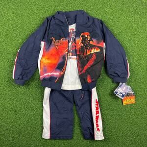Star Wars Darth Vader Saber Navy White 3Pc Shirt Jacket Pants Tracksuit Set Sz 5